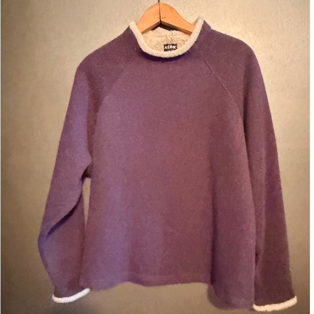 Kuhl Fleece Pullover Women L Purple Excellent Sherpa Trim Raglan Mock Sweater